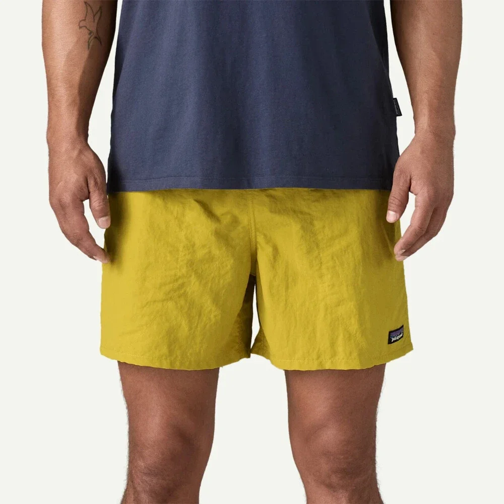 Patagonia Yellow Baggies Swim Trunks Mens Large Patch Logo Back Pocket excellent